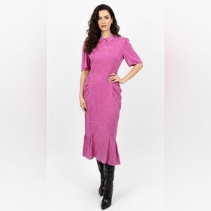 Ell-Jay of Montreal Vintage 1980’s midi Length Pink Rayon Dress Size Small